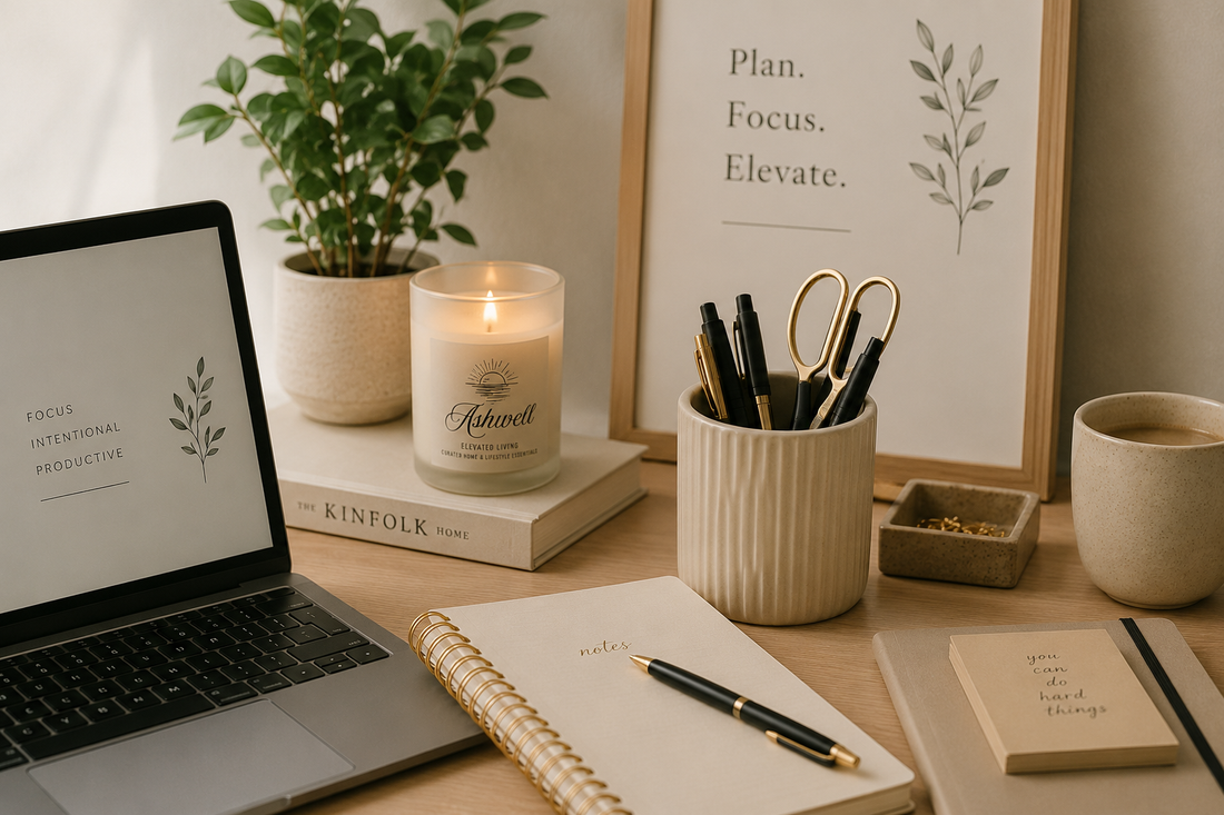 Elevating Your Workspace with Repurposed Candle Jars.